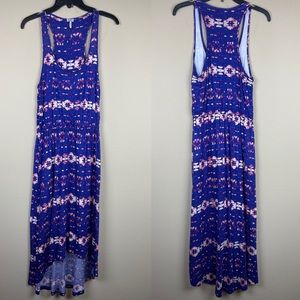 Splendid tie dye maxi dress waisted high low hem M